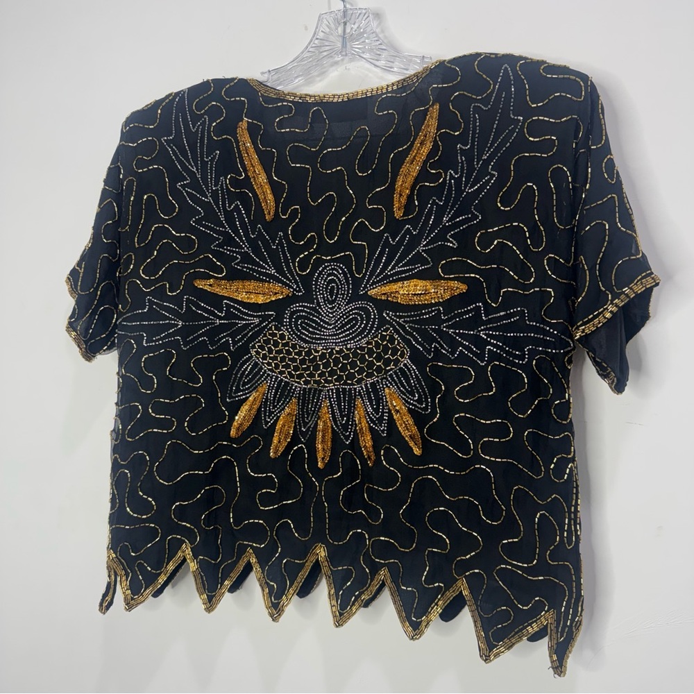 Vintage Laurence Kazar New York Hand Beaded 100% Silk Blouse - Picture 13 of 13